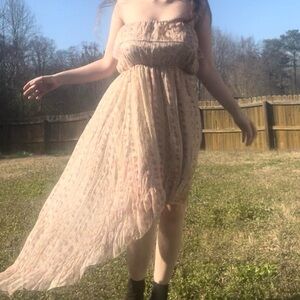 SOLD flowy pink coquette princess prairie dress